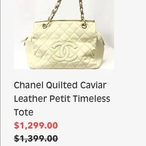 Chanel quilted caviar leather petit timeless tote